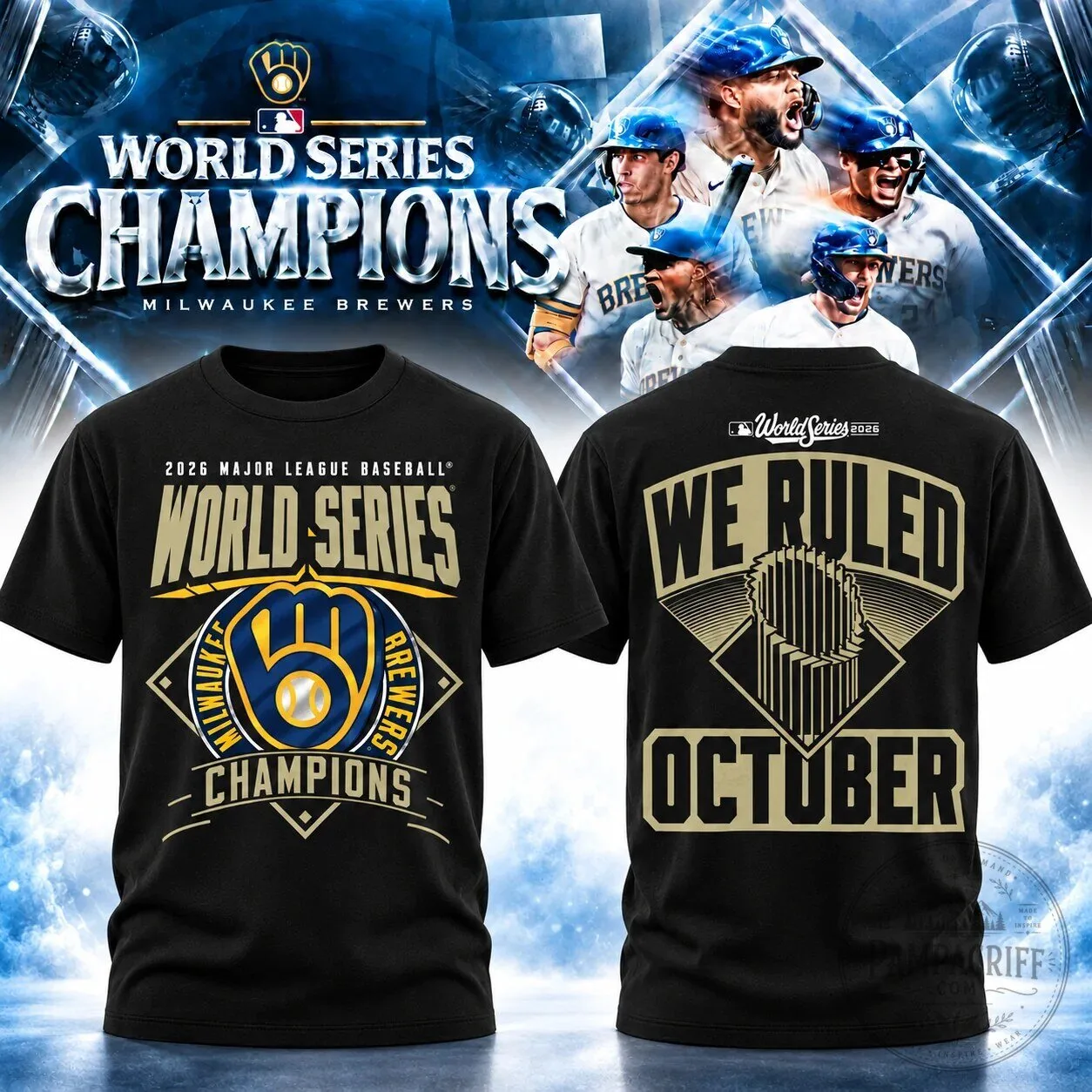 Black T-Shirt Commemorating Milwaukee Brewers 2026 World Series Victory