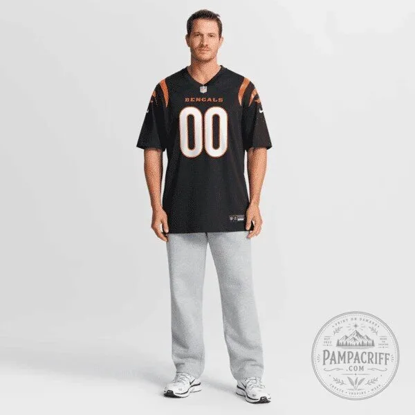 Cincinnati Bengals Black Custom Football Jersey with Any Name and Number 18 Cincinnati Bengals Black Custom Football Jersey with Any Name and Number